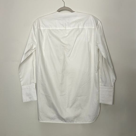 La Ligne White Cotton Tunic Top XS Long Sleeve Minimalist Shirt **Belt Missing** - Picture 3 of 16